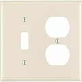 Leviton 2-Gang Plastic Single Toggle/Duplex Outlet Wall Plate, Light Almond 000-78005